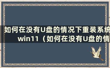 如何在没有U盘的情况下重装系统win11（如何在没有U盘的情况下重装系统 电脑无法正常启动）